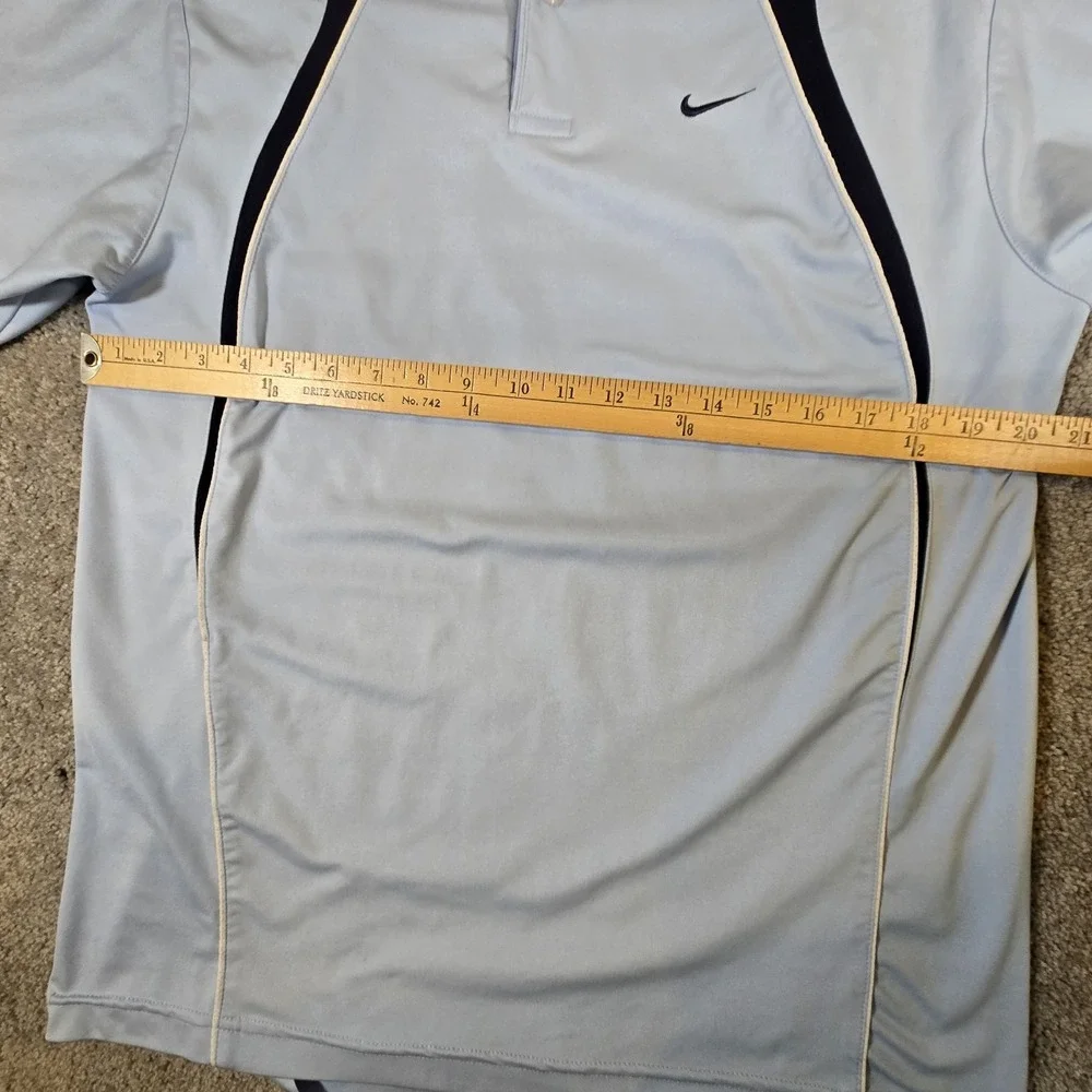 Nike Golf Tour‎ Performance Mens 2XL Black Light Blue Stripe Short Sleeve Polo